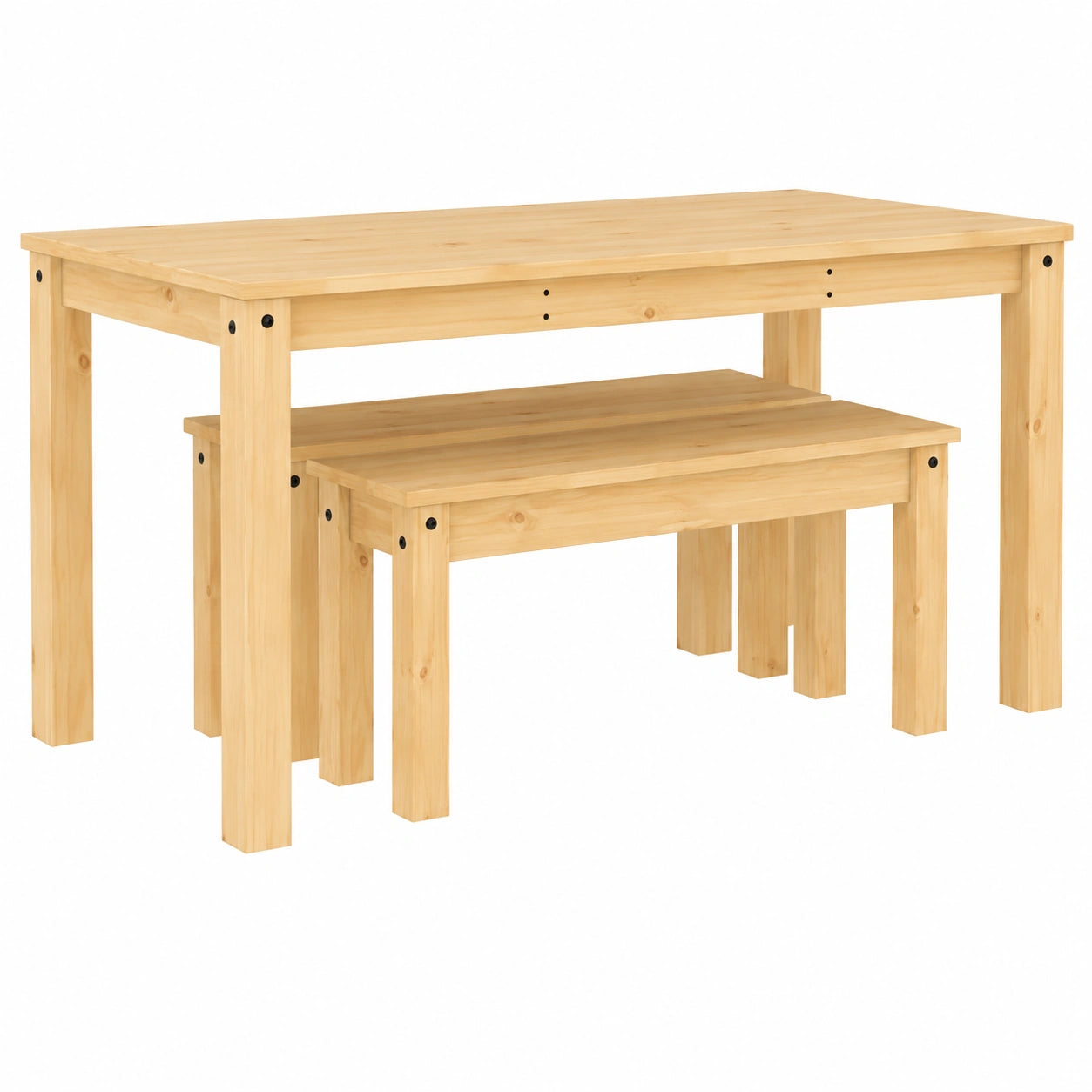 Essgruppe – 3-teilig, aus Massivholz und Kiefernholz