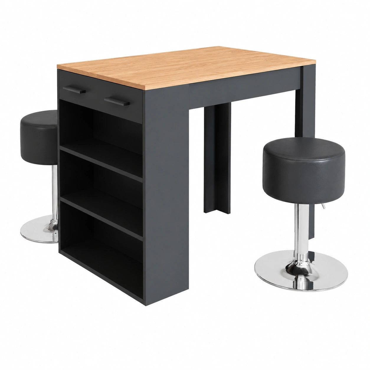 Esstisch – 67 × 100 cm, aus Eichenholz, Anthrazit