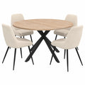 Esstisch – 150 cm, runde Form, ausziehbar, aus Samt und Holz, Schwarz und Beige