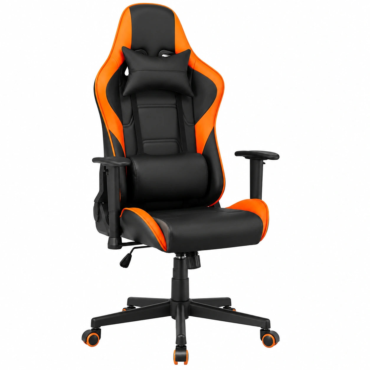 Stuhl – mit LED-Beleuchtung, mit Armlehnen, aus Leder, Orange