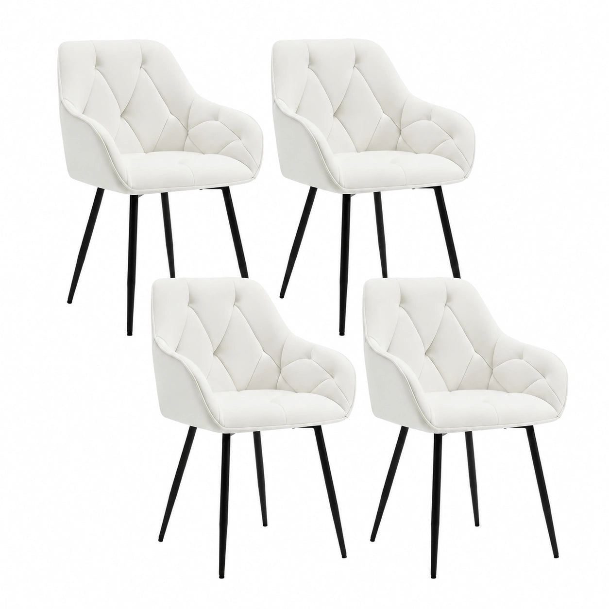 Esszimmerstühle – 4er-Set, gepolstert, mit Armlehnen, aus Samt, für Esszimmer und Wohnzimmer