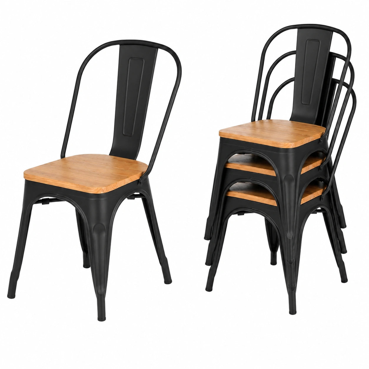 Wohnmöbel – 4er-Set, Industriestil, aus Metall und Holz