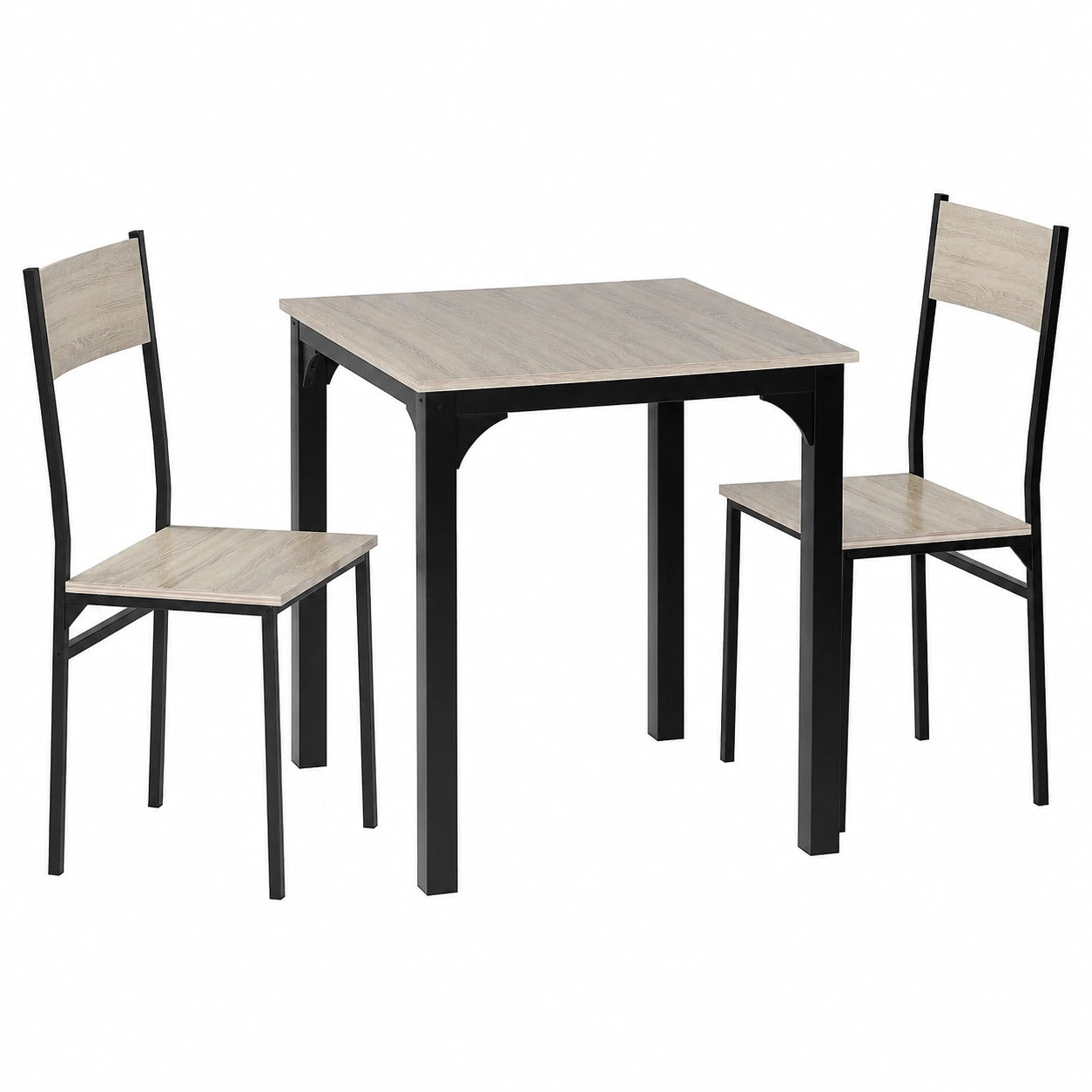 Sitzgruppe – mit 2 Stühlen, 70 × 70 × 75 cm, für Esszimmer, Wohnzimmer und Balkon