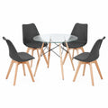 Tisch – moderner Stil, runde Form, gepolstert, Schwarz, für Esszimmer, Küche und Wohnzimmer