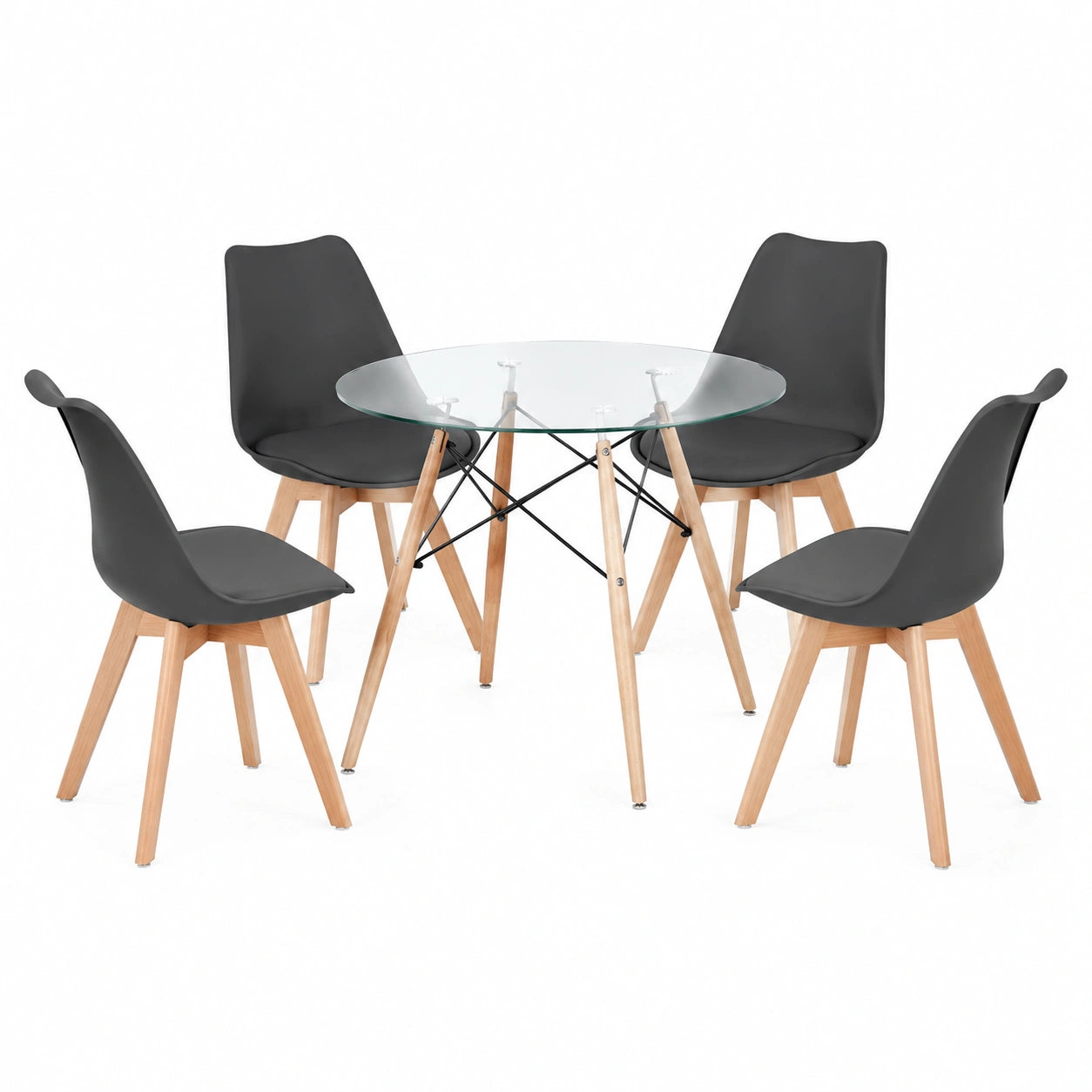 Tisch – moderner Stil, runde Form, gepolstert, Schwarz, für Esszimmer, Küche und Wohnzimmer