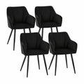 Esszimmerstühle – 4er-Set, gepolstert, mit Armlehnen, aus Samt und Metall, Schwarz, für Esszimmer und Wohnzimmer