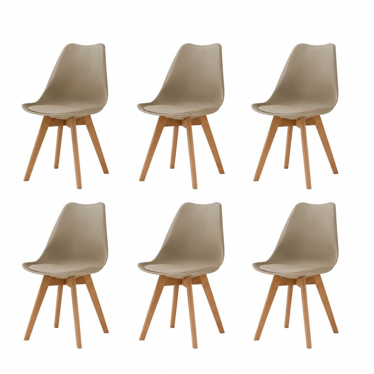 Esszimmerstühle – 6er-Set, gepolstert, aus Buchenholz und Holz