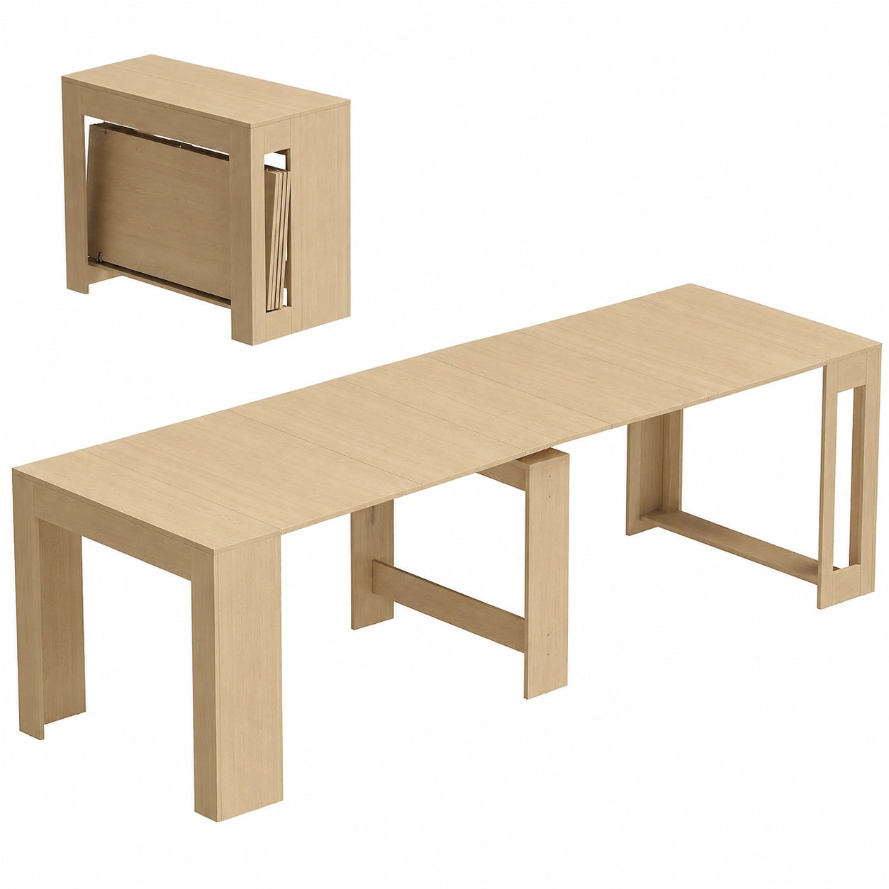 Esstisch – 240 × 90 cm, rechteckige Form, ausziehbar, Hellbraun, für Esszimmer und Küche
