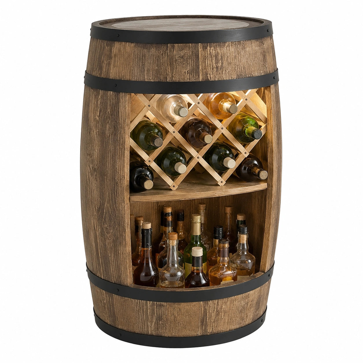 Weinregal – 80 cm, mit LED-Beleuchtung, Dunkelbraun
