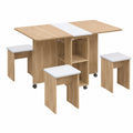 Esstisch – mit 4 Stühlen, 120 × 80 × 80 cm, klappbar, mit Ablagen, mit Rollen, aus Eichenholz, für Esszimmer und Küche