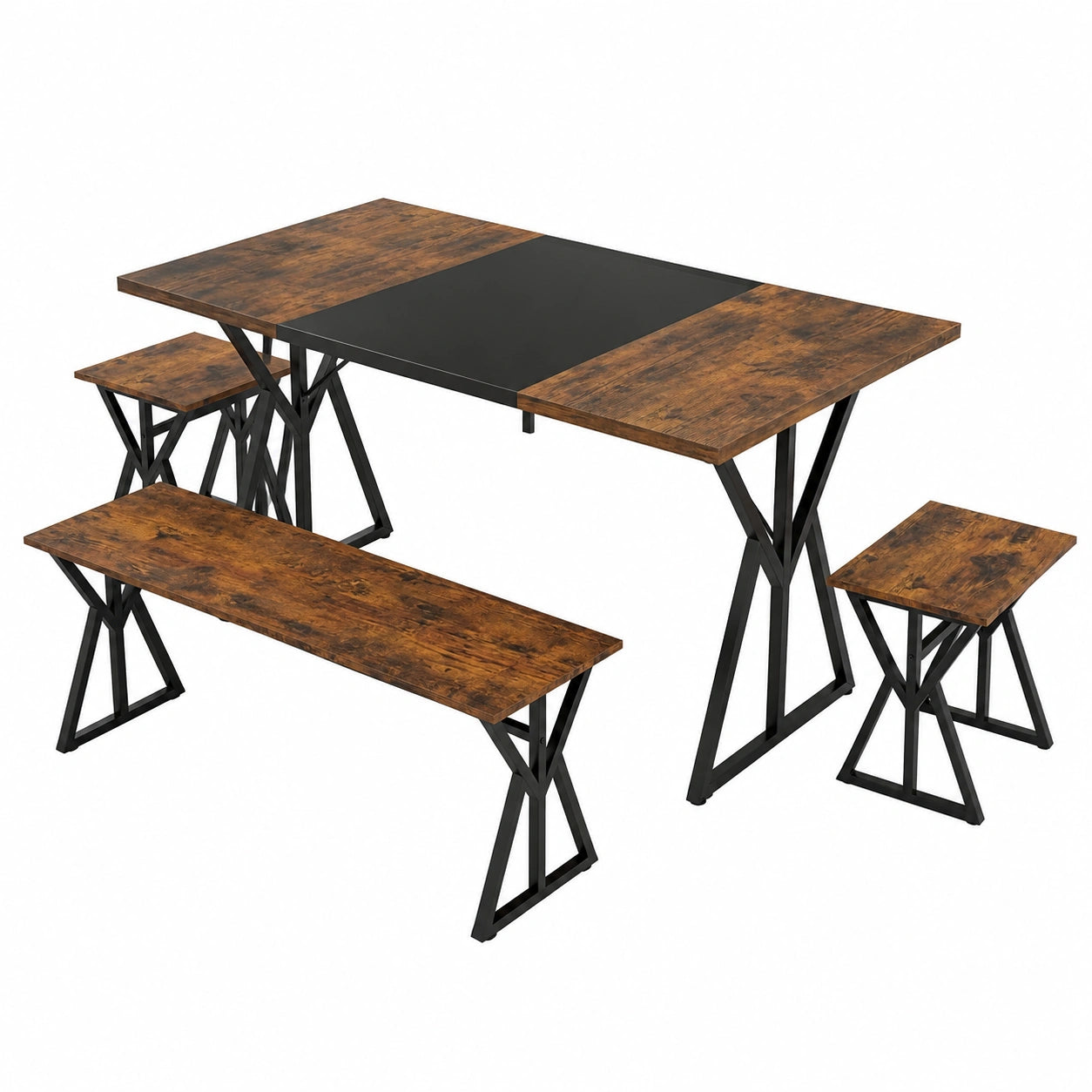 Esstisch – 5er-Set, 139 × 80 cm, Industriestil, aus Holz, für Küche