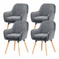 Esszimmerstühle – 4er-Set, 12 cm, drehbar, gepolstert, mit Armlehnen, aus Samt, Grau, für Küche, Wohnzimmer und Schlafzimmer