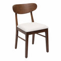 Esszimmerstuhl – 2er-Set, aus Stoff und Holz, Creme