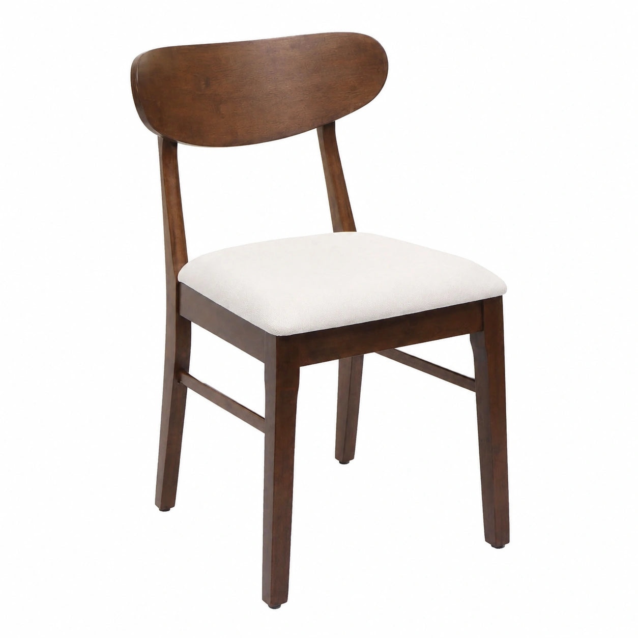 Esszimmerstuhl – 2er-Set, aus Stoff und Holz, Creme