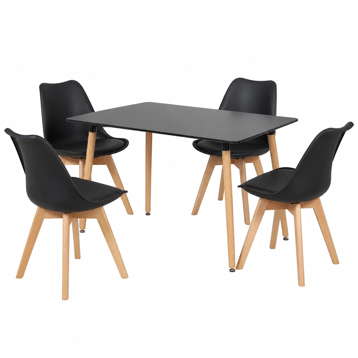 Esstisch – mit 4 Stühlen, 110 cm, rechteckige Form, für Esszimmer, Küche und Wohnzimmer