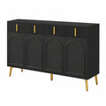 Sideboard – 160 × 38 × 82 cm, mit Schubladen, mit mehreren Türen, mit Ablagen, Schwarz, für Wohnzimmer
