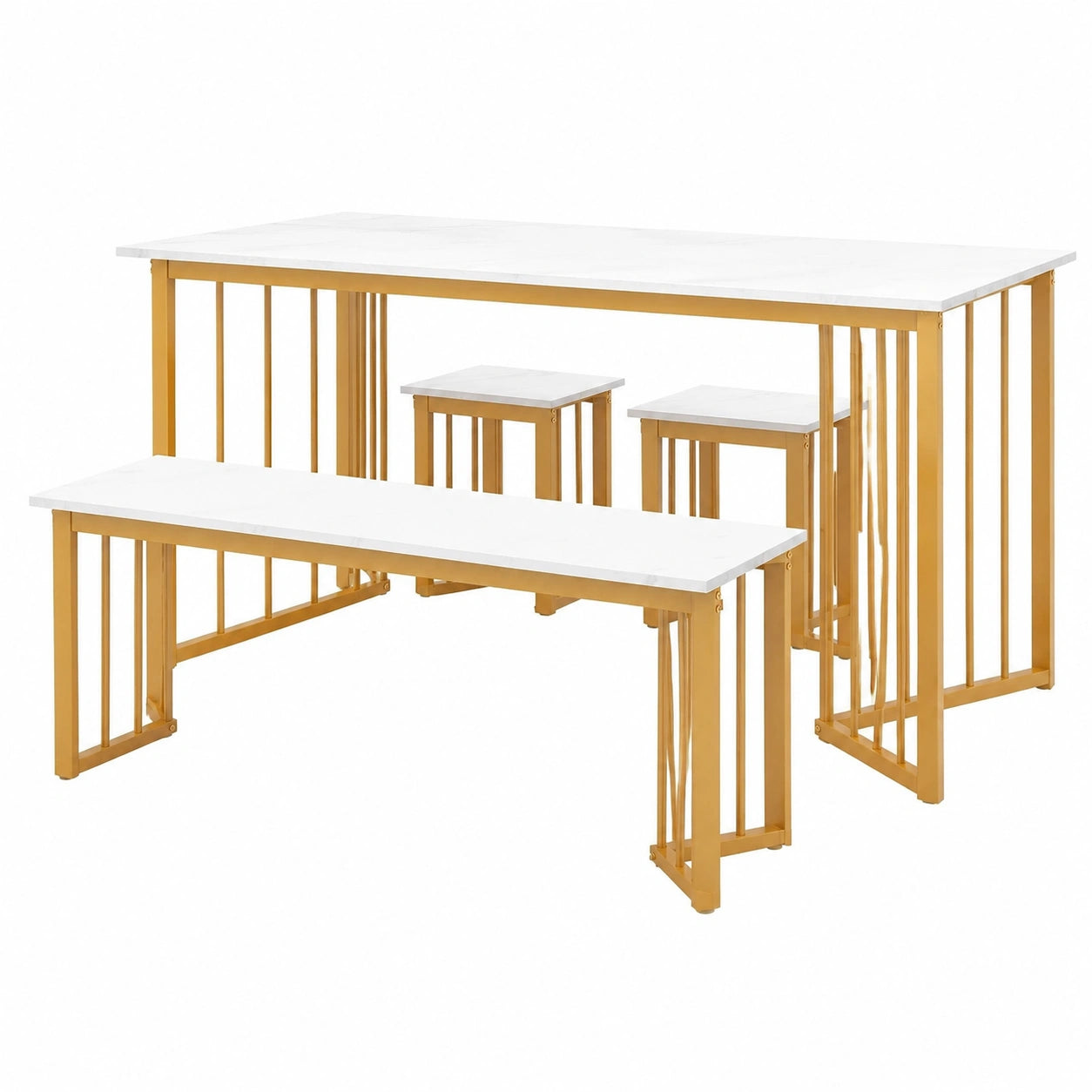Esstisch – 4-teilig, 150 × 80 × 75 cm, moderner Stil, rechteckige Form, aus Metall, für Esszimmer, Küche und Wohnzimmer