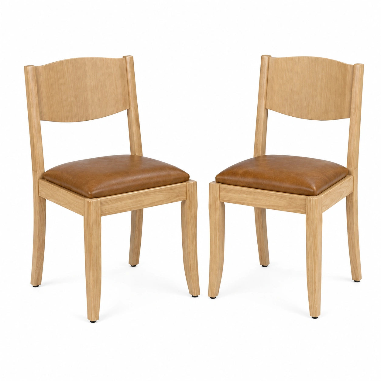 Küchenstühle – 2er-Set, gepolstert, mit LED-Beleuchtung, mit Armlehnen, aus Leder und Holz, Braun, für Küche und Wohnzimmer