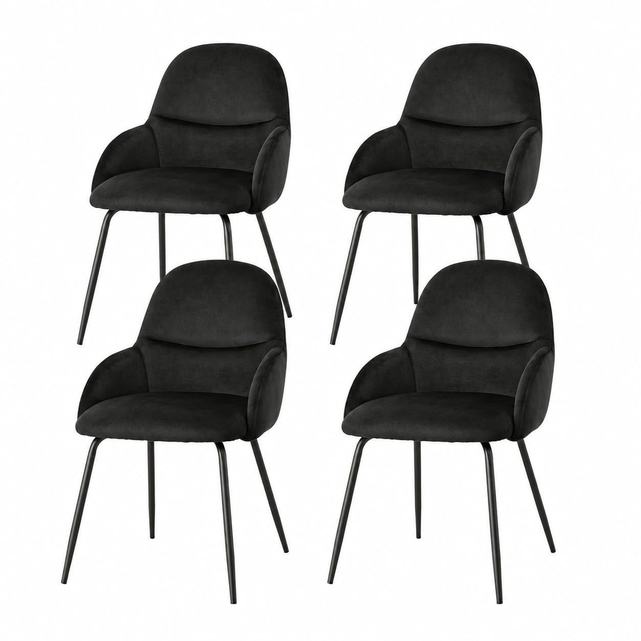 Esszimmerstühle – 4er-Set, moderner Stil, gepolstert, mit Armlehnen, Schwarz, für Esszimmer, Küche und Wohnzimmer